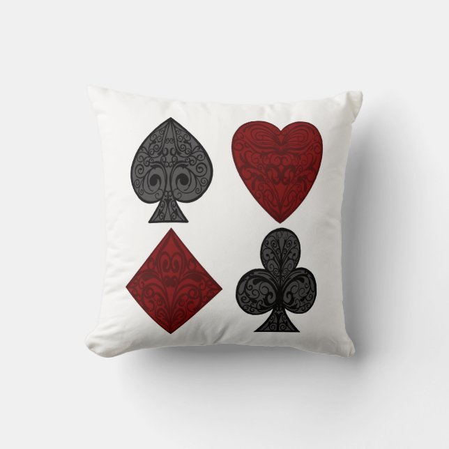 Playing Card Suits Design Throw Pillow (Front)
