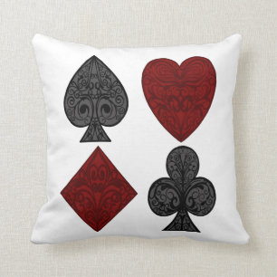 Playing Card Suits Design Throw Pillow