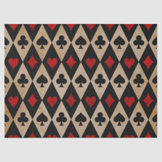 Playing Card Suits on Black and Tan Decoupage Tissue Paper