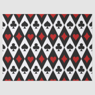 Playing Card Suits on Black and White Decoupage Tissue Paper