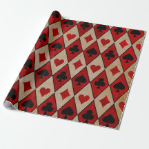Playing Card Suits on Red and Tan