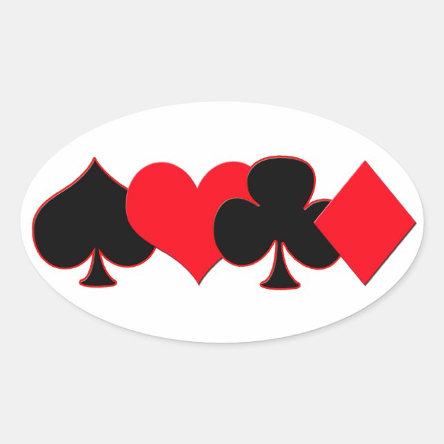 Playing Card Suits Oval Sticker (Front)