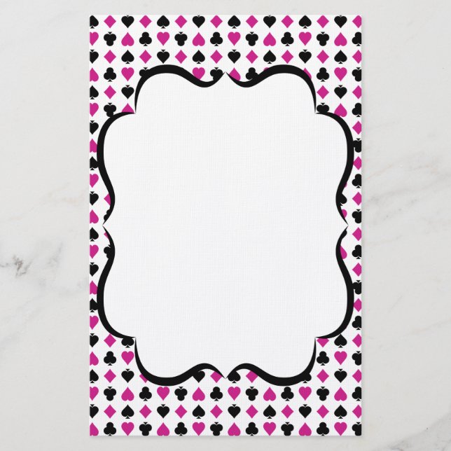 Playing Card Suits Pink and Black (Front)