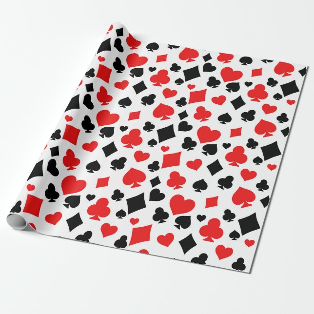 Playing card suits Print, Poker Harlequin Pattern Wrapping Paper (Unrolled)