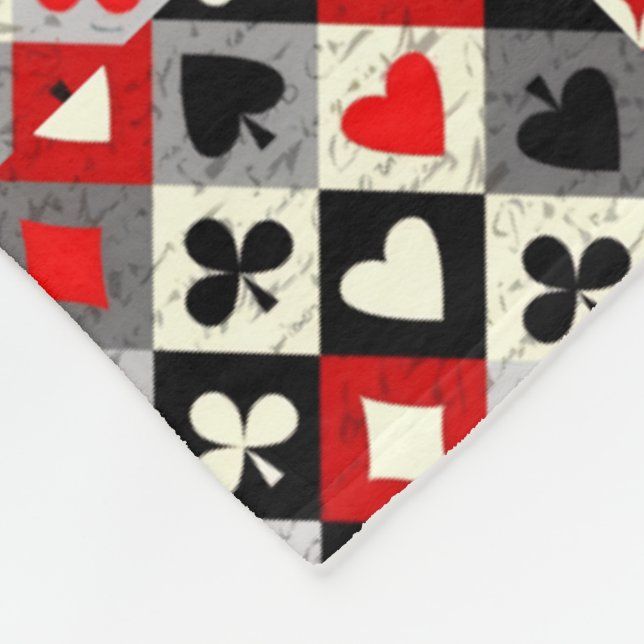 Playing Card Suits Sherpa Throw Fleece Blanket (Corner)