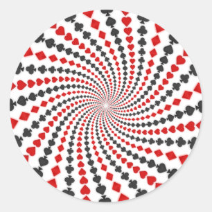 Playing Card Suits Spiral: Classic Round Sticker