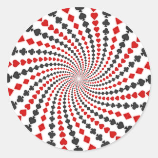 Playing Card Suits Spiral: Classic Round Sticker