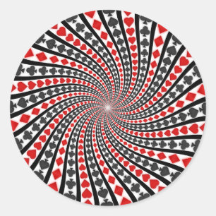 Playing Card Suits Spiral: Classic Round Sticker