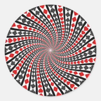 Playing Card Suits Spiral: Classic Round Sticker