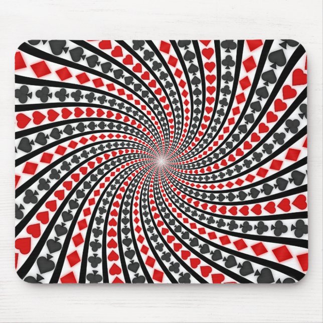 Playing Card Suits Spiral: Custom Mousepad (Front)