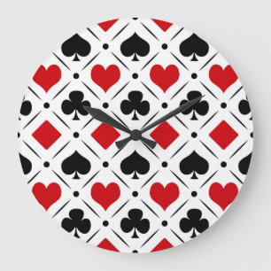 Playing card suits symbols large clock