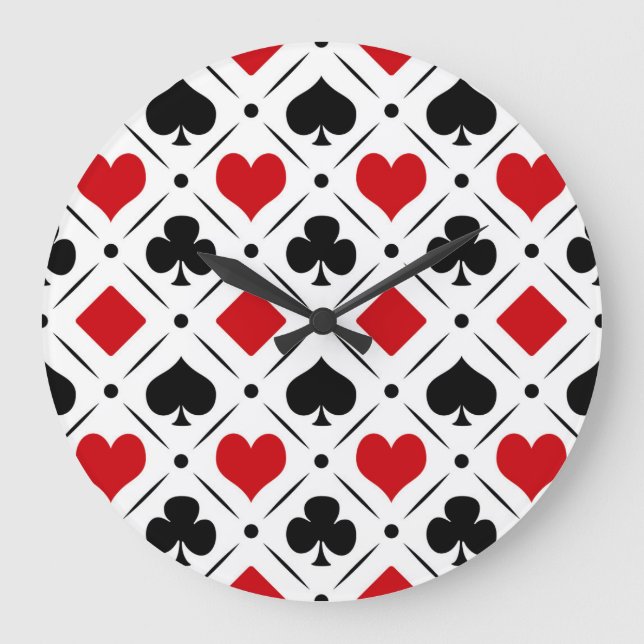Playing card suits symbols large clock (Front)