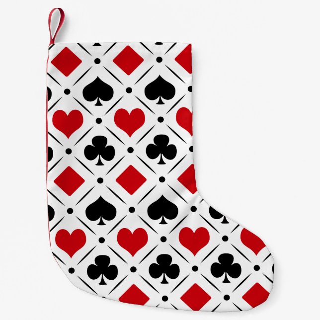 Playing card suits symbols small christmas stocking (Front)