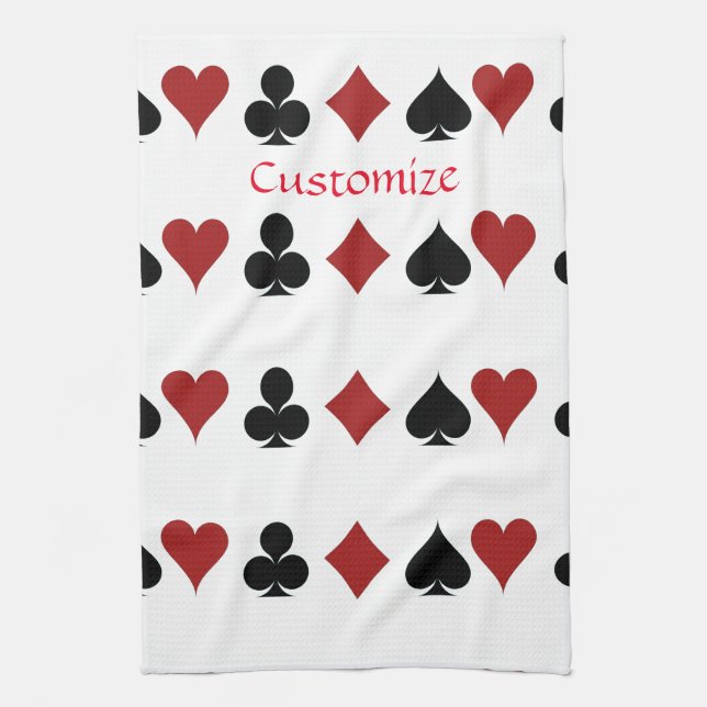 Playing Card Suits Thunder_Cove Tea Towel (Vertical)