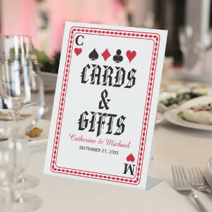 Playing Card Vegas Casino Wedding Cards & Gifts Pedestal Sign