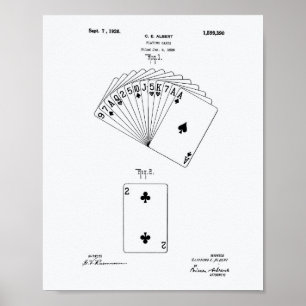 Playing Cards 1926 Patent Art White Paper Poster