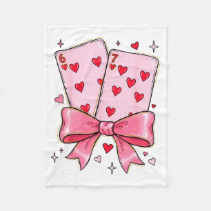 Playing Cards 6 7 Of Hearts 67 Six Seven Meme Bow  Fleece Blanket