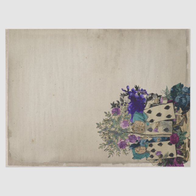 Playing Cards and Flowers Alice in Wonderland Tissue Paper (Front)