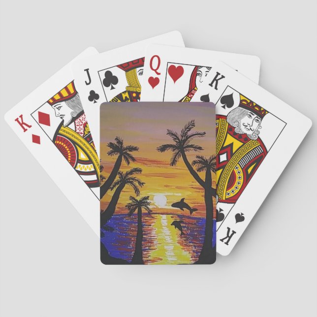 Playing Cards (Beach scene, whale & Palm trees) (Back)
