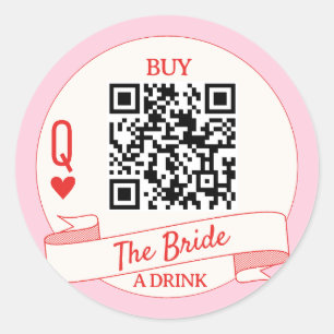 Playing Cards Buy The Bride a Drink Queen Hearts Classic Round Sticker
