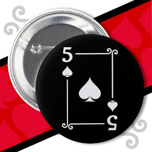 Playing Cards Costume 5 Spades Card Five Card 6 Cm Round Badge