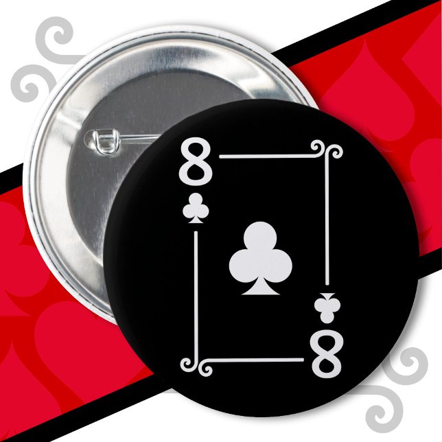 Playing Cards Costume 8 Clubs Card Eight Card 6 Cm Round Badge (Creator Uploaded)