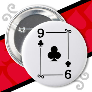Playing Cards Costume 9 Clubs Card Nine Card 6 Cm Round Badge