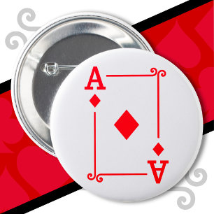 Playing Cards Costume Ace Diamonds Card Ace Card 6 Cm Round Badge