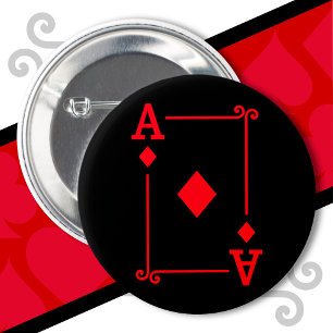 Playing Cards Costume Ace Diamonds Card Ace Card 6 Cm Round Badge