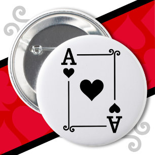 Playing Cards Costume Ace Hearts Card Ace Card 6 Cm Round Badge