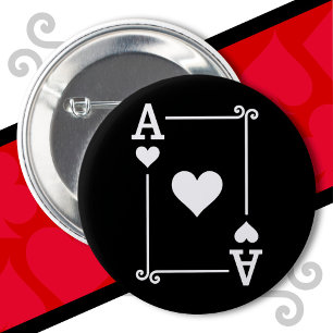 Playing Cards Costume Ace Hearts Card Ace Card 6 Cm Round Badge