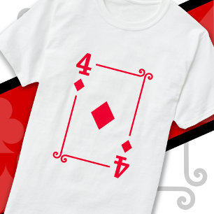 Playing Cards Costume Four Card 4 of Diamonds T-Shirt