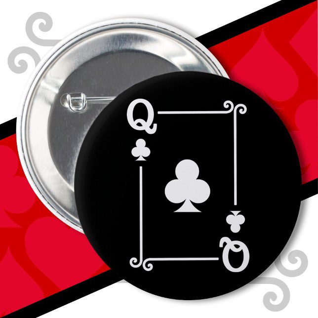 Playing Cards Costume Queen Clubs Card Queen Card 6 Cm Round Badge (Creator Uploaded)