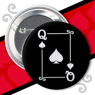 Playing Cards Costume Queen Spades Card Queen Card 6 Cm Round Badge