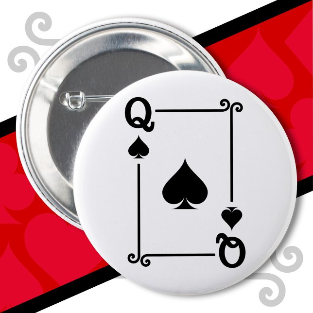 Playing Cards Costume Queen Spades Card Queen Card 6 Cm Round Badge (Creator Uploaded)