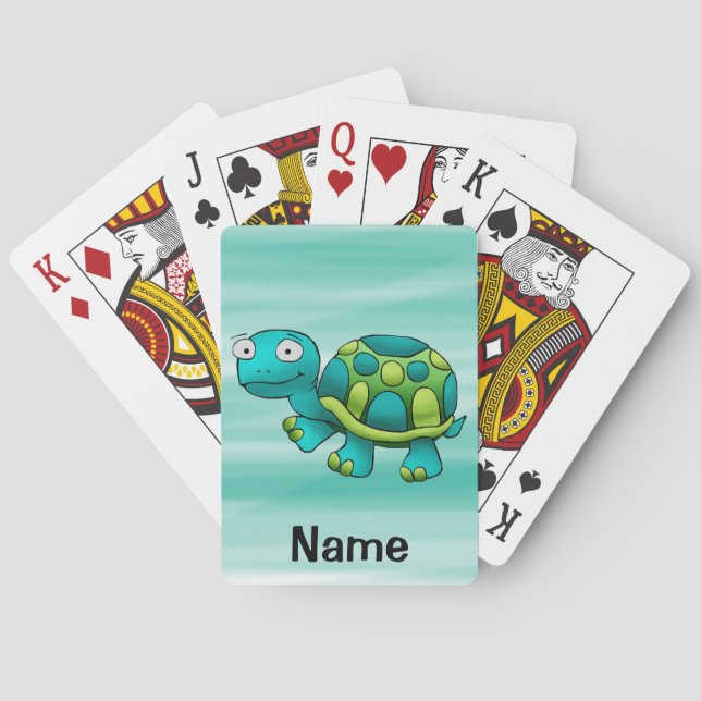 Playing Cards, Cute Turtle Cartoon Playing Cards (Back)