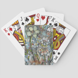 Playing cards featuring mixed media floral design