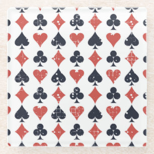 Playing Cards: Grunge Abstract Pattern Glass Coaster