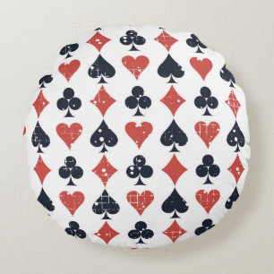 Playing Cards: Grunge Abstract Pattern Round Cushion