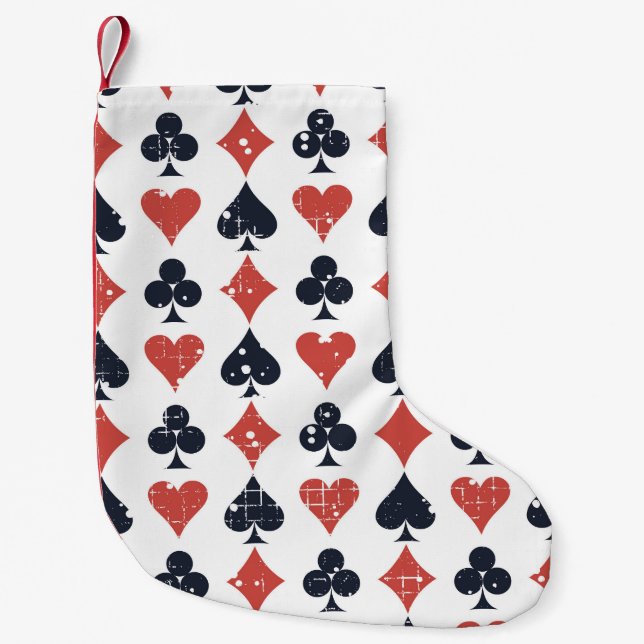 Playing Cards: Grunge Abstract Pattern Small Christmas Stocking (Front)