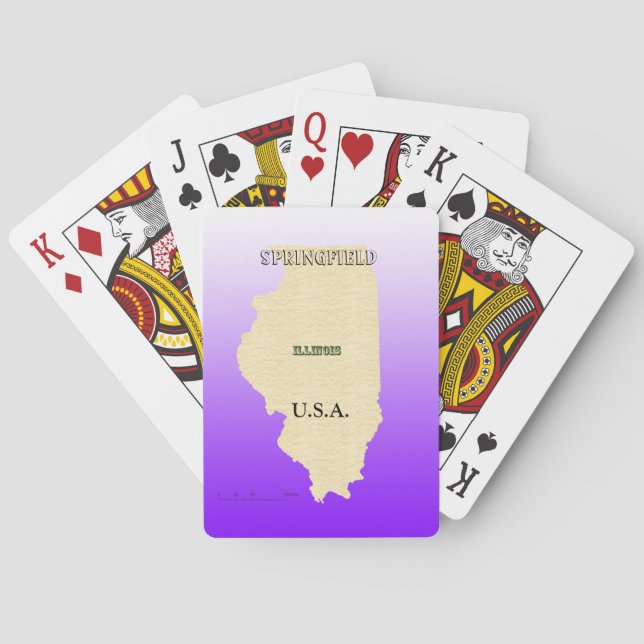Playing Cards - Illinois Map with City Name (Back)
