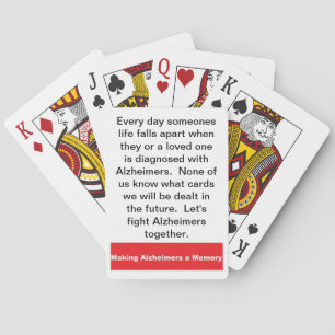 Playing cards large print Alzheimers message