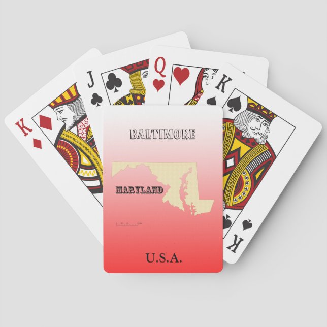 Playing Cards - Maryland State Map with City (Back)