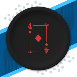 Playing Cards Matching Diamonds Card Suits Four 4 Paper Plate