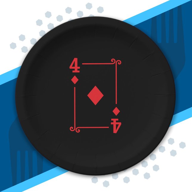 Playing Cards Matching Diamonds Card Suits Four 4 Paper Plate (Creator Uploaded)