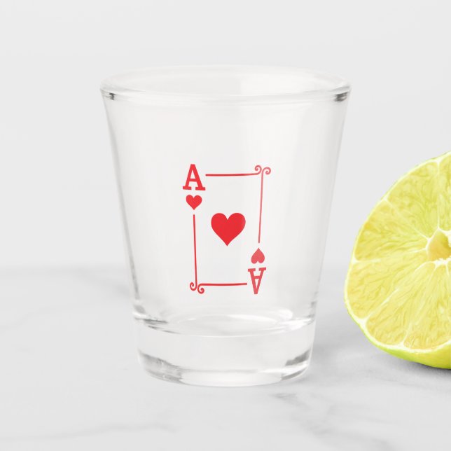Playing Cards - Matching Hearts Card Suits - Ace Shot Glass (Front)