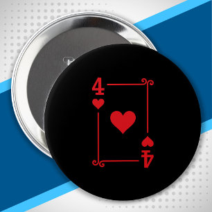 Playing Cards Matching Hearts Card Suits Four (4) 10 Cm Round Badge