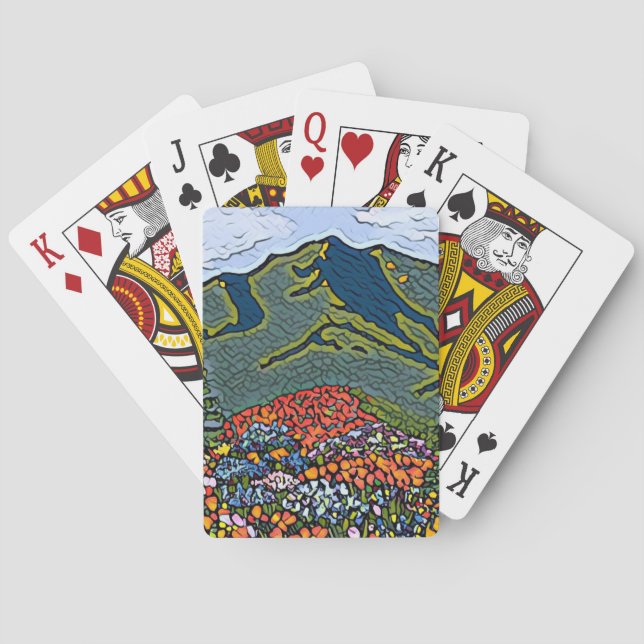 Playing Cards Mt Tamalpais Wildflowers Painting (Back)