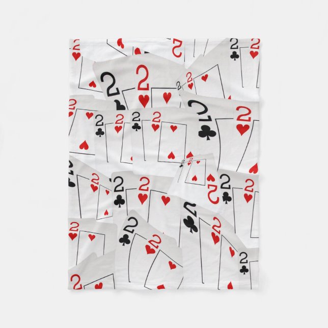 Playing Cards Number Twos In A Layered Pattern, Fleece Blanket (Front)