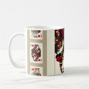 Playing cards of Hearts suit in vintage style. Ori Coffee Mug